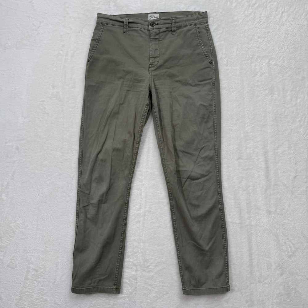 J.Crew Pants Women 26 Olive Green Vintage Straight Chino Stretch Twill Mid Rise